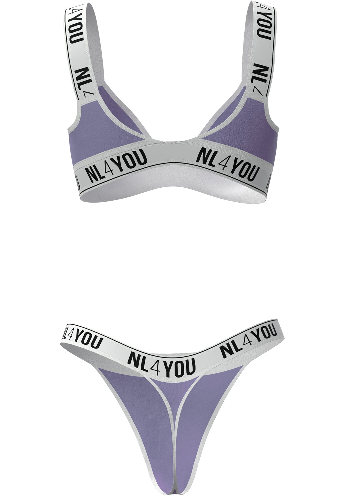 NL4YOU Дамско Бельо "Purple Lolly" - Лилав Памучен Триъгълен Комплект Бельо от 2 части: Бралет и Прашки / Бикини