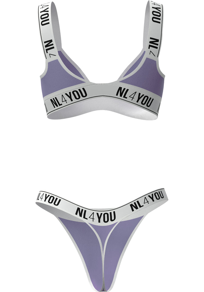 NL4YOU Дамско Бельо "Purple Lolly" - Лилав Памучен Триъгълен Комплект Бельо от 2 части: Бралет и Прашки / Бикини